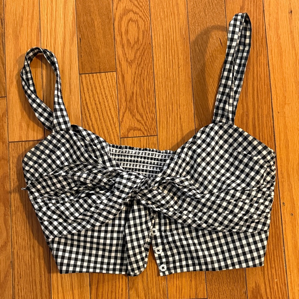 ALC Black and White Gingham Crop Top